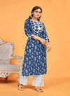 Tunic House Blue Sky Fancy Ethnic Wear Printed Kurti With Bottom Collection