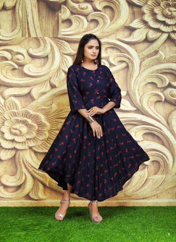 Tunic House Nimmy Nx Ethnic Wear Rayon Printed Anarkali Kurti Collection