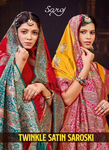 Twinkle Satin Saroski Vol 1 By Saroj Occasion Wear Saree Wholesale Market In Surat