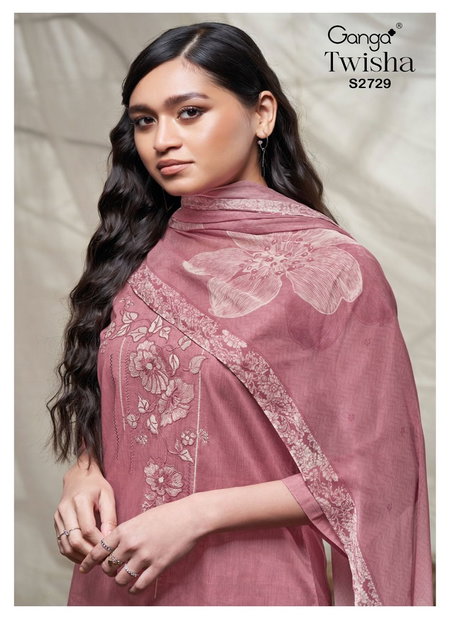 Twisha 2729 By Ganga Printed Embroidery Premium Cotton Dress Material Wholesale Price In Surat
