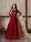 Maroon Twisha Vol 19 Latest Heavy Designer Taffeta Silk Butti Festive Wear Long Gown Collection 1901 