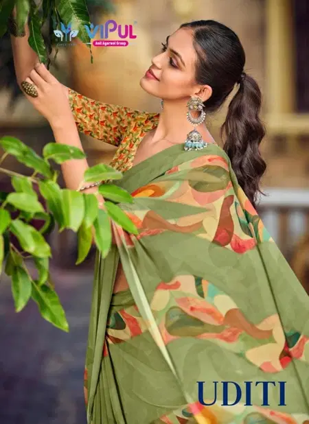 Uditi By Vipul Printed Daily Wear Saree Wholesale Shop In Surat Catalog