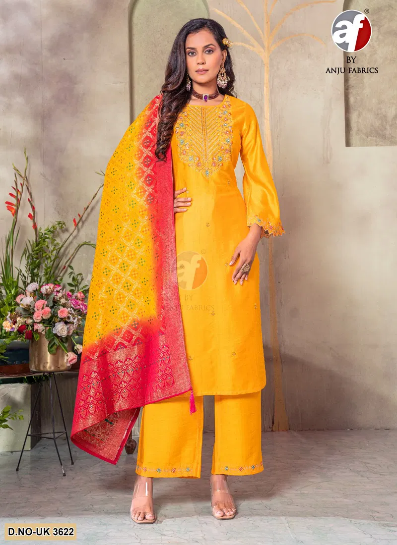 UK 3622 By Af Viscose Silk Designer Kurti With Bottom Dupatta Wholesale Shop In Surat Catalog