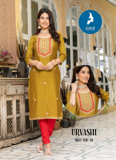 Urvashi By Kaya Vichitra Silk Designer Kurtis Wholesalers In Mumbai
