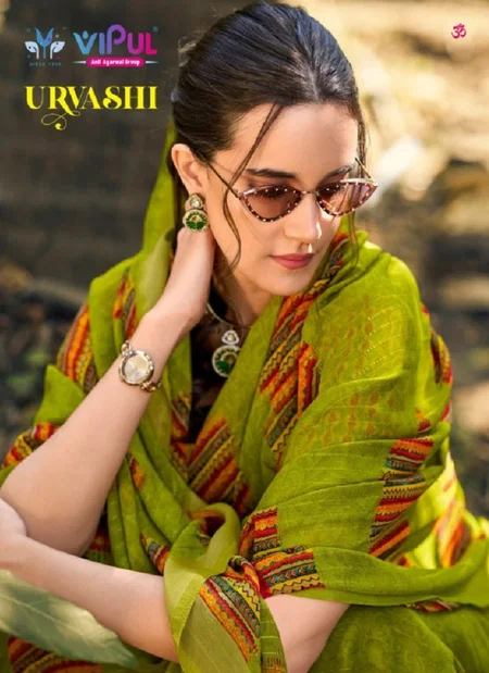 Urvashi By Vipul Chiffon Fancy Daily Wear Saree Wholesale Market In Surat
