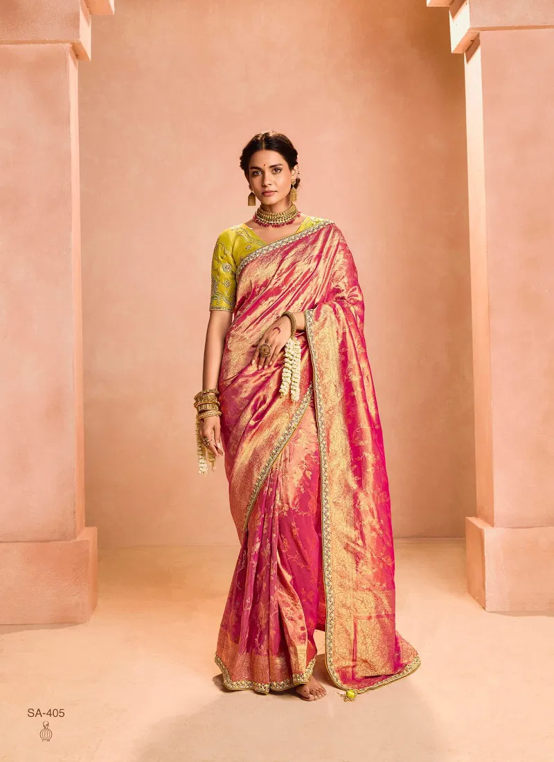 Utsav SA 405 By Kimora Tissue Silk Party Wear Surat Saree Wholesale Market Catalog