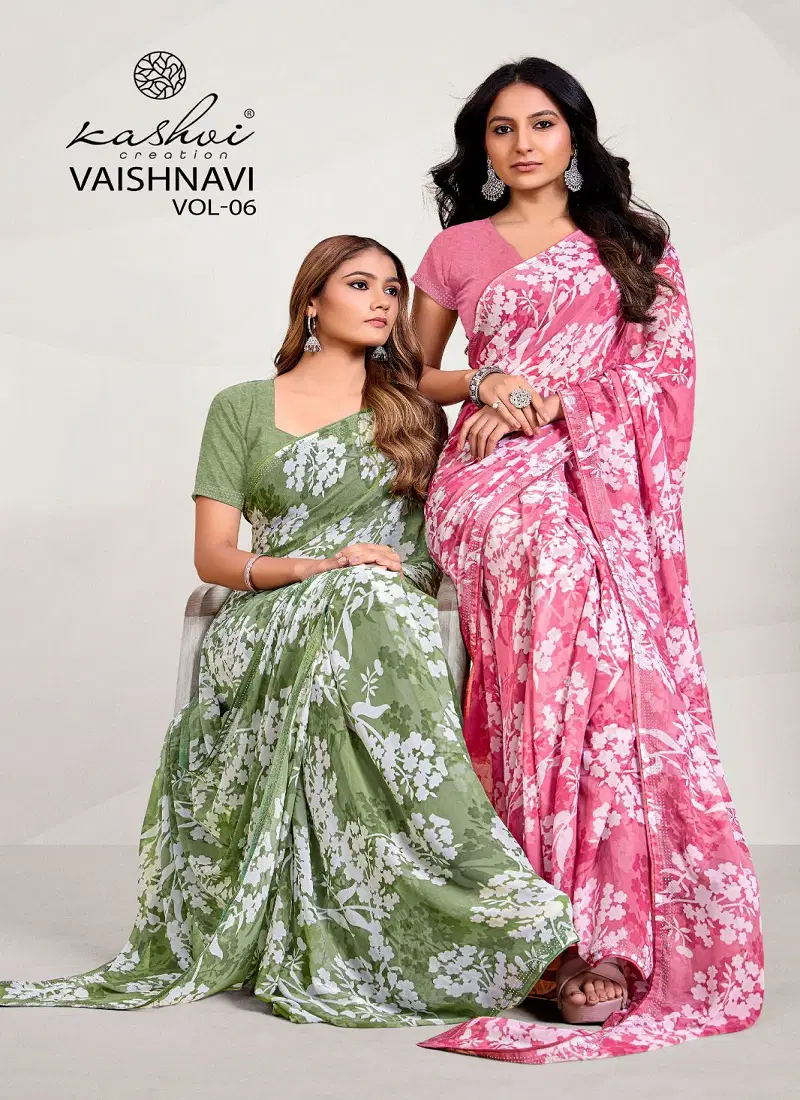 Vaishnavi Vol 6 By Kashvi Georgette Daily Wear Saree Suppliers In Mumbai Catalog