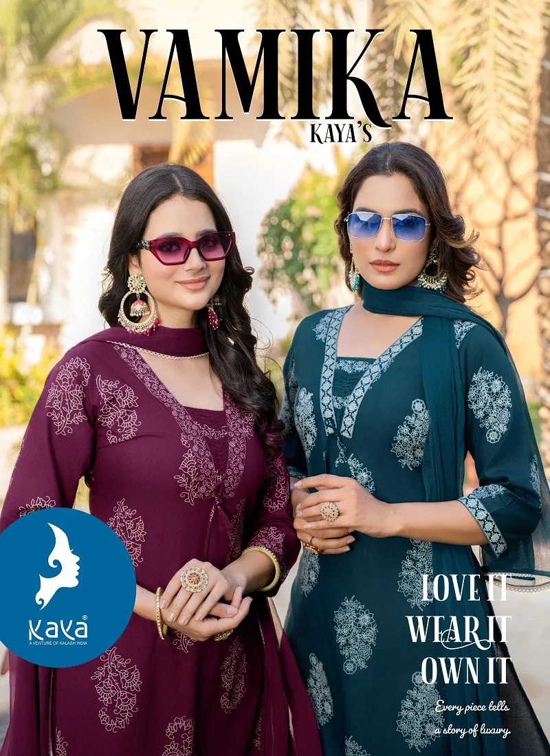 Vamika By Kaya Rayon Printed Kurti With Bottom Dupatta Orders In India