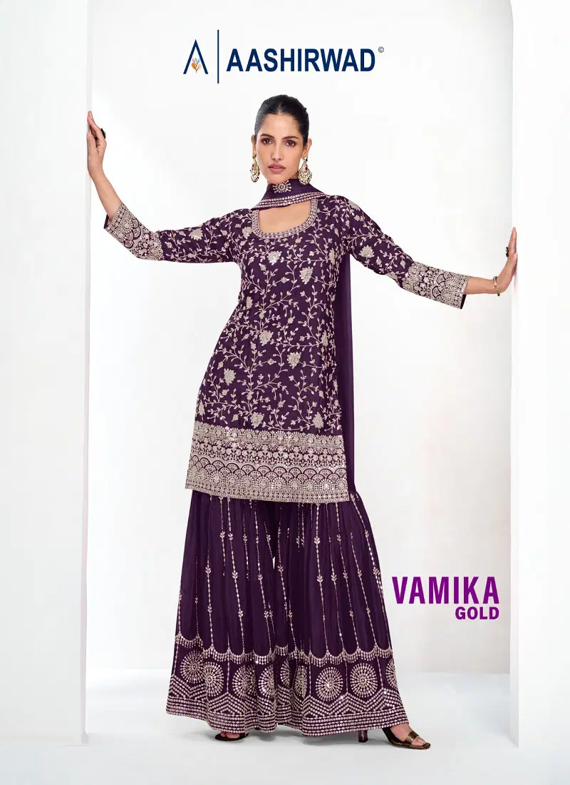 Vamika Gold By Aashirwad Chinnon Wholesale Readymade Suits In India Catalog