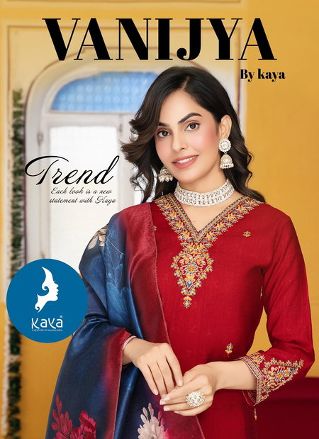 Vanijya By Kaya Vertican Doby Kurti With Bottom Dupatta Wholesale Market In Surat