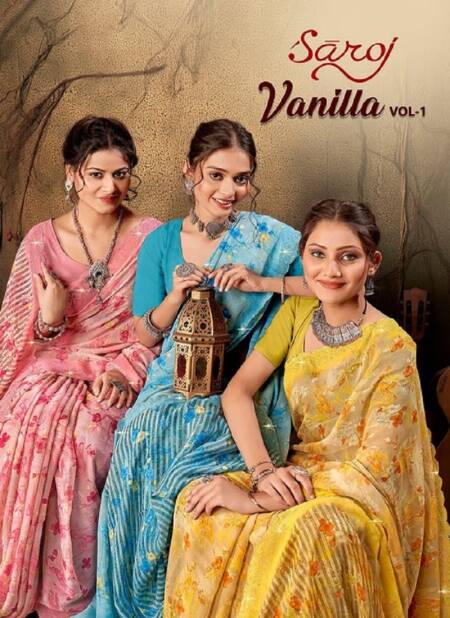 Vanilla Vol 1 By Saroj Printed Weightless Georgette Sarees Wholesale Market In Surat Catalog