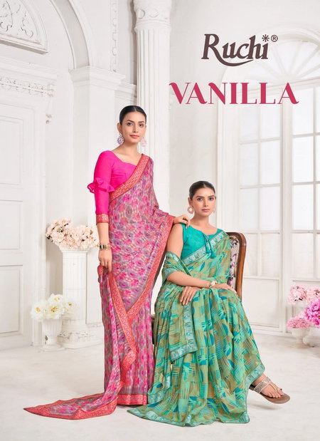 Vanilla Vol 8 By Ruchi Digital Printed Chiffon Sarees Wholesale Clothing Suppliers In India