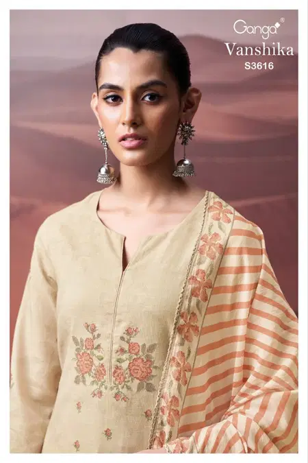 Vanshika 3616 By Ganga Cotton Linen Bulk Designer Salwar Suits Orders In India