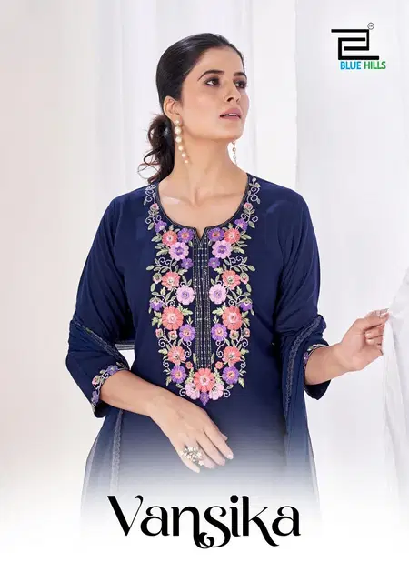 Vansika By Blue Hills Rayon Embroidery Kurti With Bottom Dupatta Wholesale Price In Surat Catalog