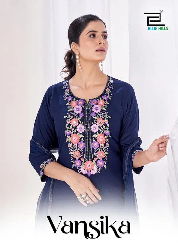 Vansika By Blue Hills Rayon Embroidery Kurti With Bottom Dupatta Wholesale Price In Surat