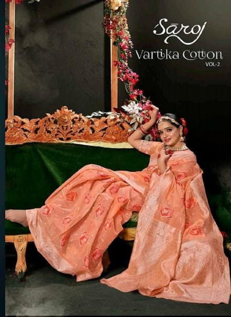 Vartika Cotton Vol 2 By Saroj Rich Pallu Wedding Sarees Wholesale Price In Surat
