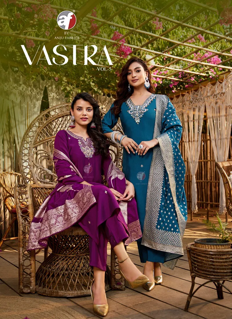 Vastra Vol 5 By Af Roman Silk Designer Kurti With Bottom Dupatta Wholesale Online Catalog