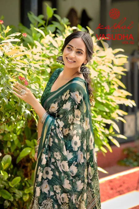 Vasudha Vol 2 By Kashvi Dull Moss Daily Wear Saree Exporters In India