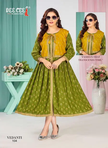 Vedanti By Deecee Beautiful Rayon Anrakali Kurtis Wholesale Market In Surat