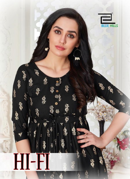 VEE FAB HI-FI Latest fancy Regular Wear Anarkali Rayon Gold Printed Kurtis collection Catalog