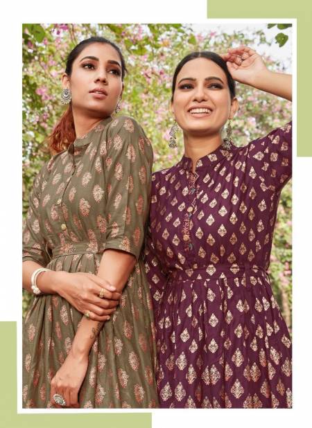 VEE FAB STYLE OUT VOL-3 Latest Fancy Ethnic Wear Rayon Slub With Gold Print Designer Kurti Collection Catalog