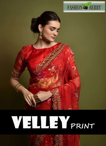 Velley Print By Fashion Berry Georgette Party Wear Sarees Wholesale Price In Surat Catalog