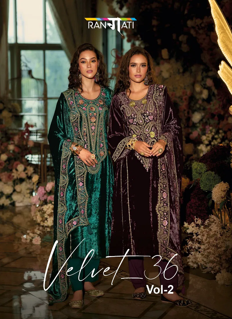 Velvet 36 Vol 2 By Rangati Embroidery Viscose Velvet Salwar Kameez Wholesale Shop In Surat Catalog