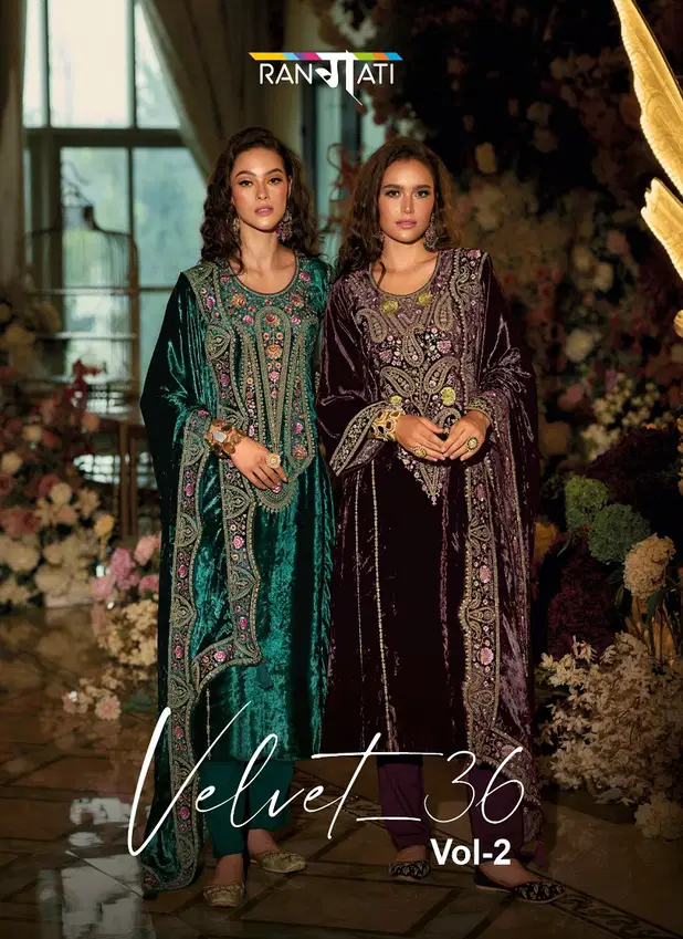 Velvet 36 Vol 2 By Rangati Embroidery Viscose Velvet Salwar Kameez Wholesale Shop In Surat