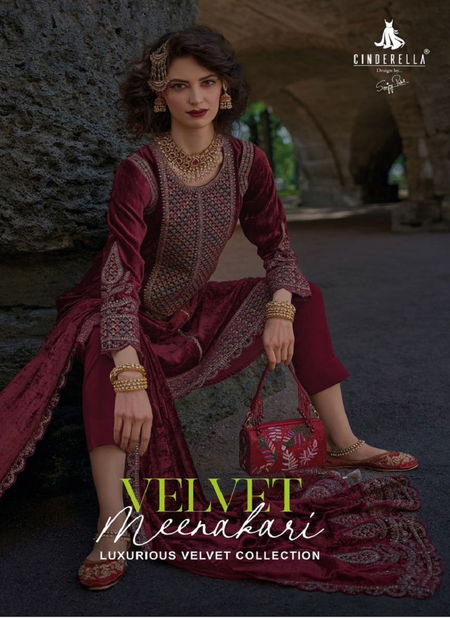 Velvet Meenakari By Cinderella Viscose Velvet Embroidery Salwar Suit Wholesale Online  Catalog