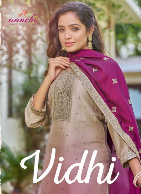 Vidhi By Aanchi Vichitra Silk Wholesale Kurti With Bottom Dupatta In India