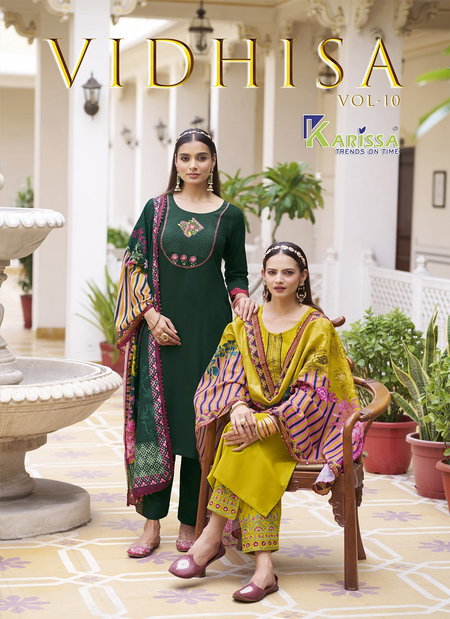 Vidhisa Vol 10 By Karissa Rayon Wholesale Kurti With Bottom Dupatta In India
