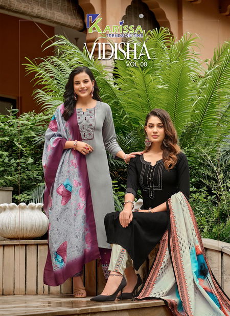 Vidisha Vol 8 By Karissa Rayon Designer Kurti With Bottom Dupatta Wholesale Market In Surat Catalog