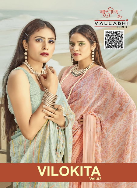 Vilokita Vol 03 By Vallabhi Georgette Swarovski Work Saree Wholesale Shop In Surat