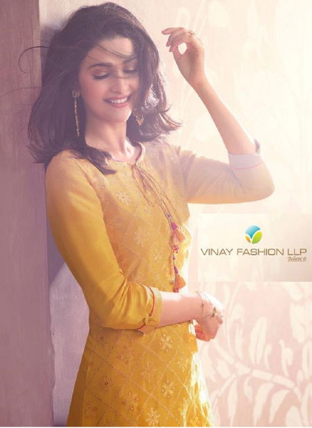 VINAY FASHION LIGHTNING VOL-4 Latest Fancy Festive Wear Pure Viscose Dola Jacquard With Minakari Work Heavy Kurti With Palazzo Collection Catalog