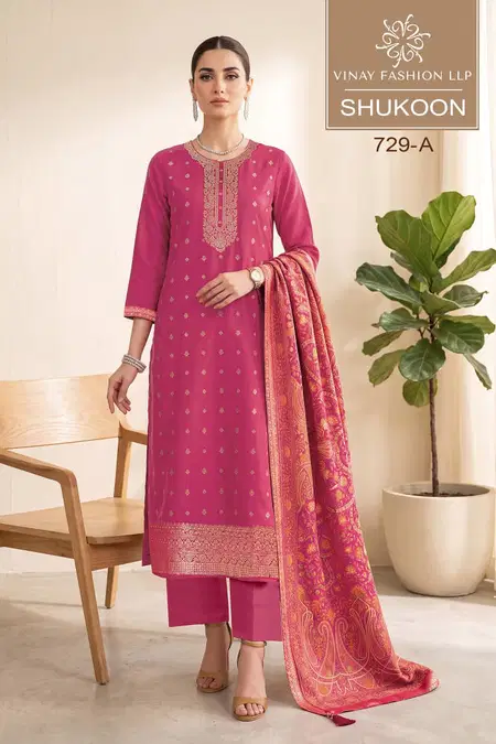 Shukoon By Vinay Kuleesh Russian Silk Jacquard Salwar Kameez 