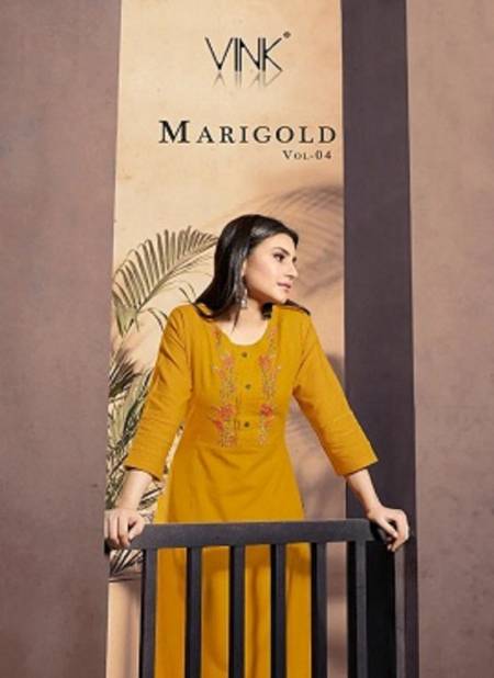 Vink Marigold 4 Latest Designer Fancy Ethnic Festive Wear linen cotton with handwork Kurti With Bottom Collection
 Catalog
