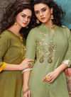Vintage Vol 4 Festival Collection Designer Slub Cotton With Embroidery Work Kurti And Heavy Work Plazzo  