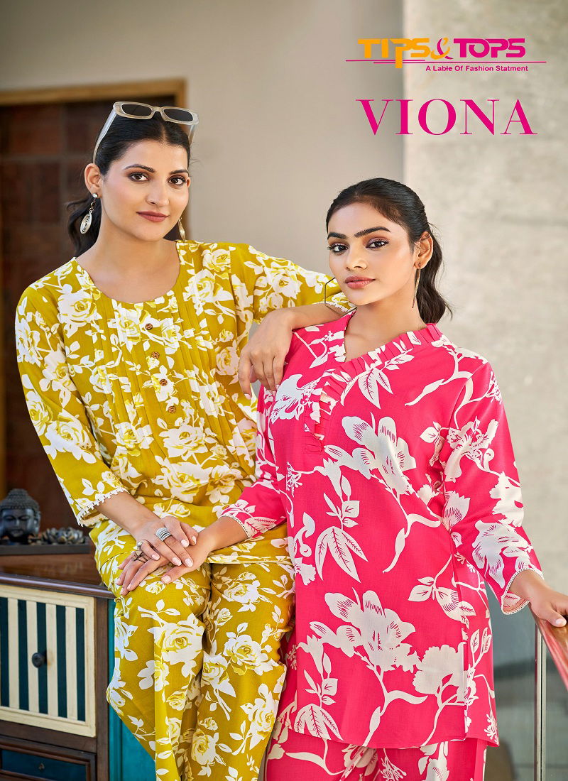 Viona By Tips And Tops Rayon Printed Cord Set Suppliers In India Catalog