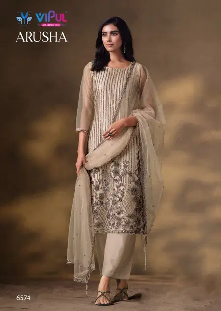 Arusha By Vipul Net Heavy Beads Work Designer Salwar Suits
