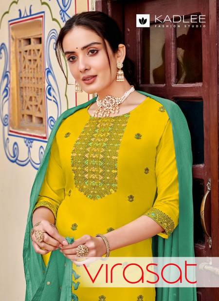 Virasat By Kadlee Muslin Embroidery Kurti With Bottom Dupatta Wholesale Clothing Suppliers In India
 Catalog