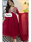Virat RedMuslin Silk Alia Cut  Kurti With Bottom Dupatta Catalog