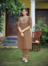 Vitara Signature New Fancy Wear Cotton Embroidery Kurti With Pant Collection