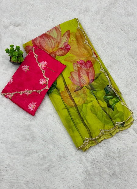 Vivera Flower Rani Organza Designer Saree Wholesale Shop In Surat