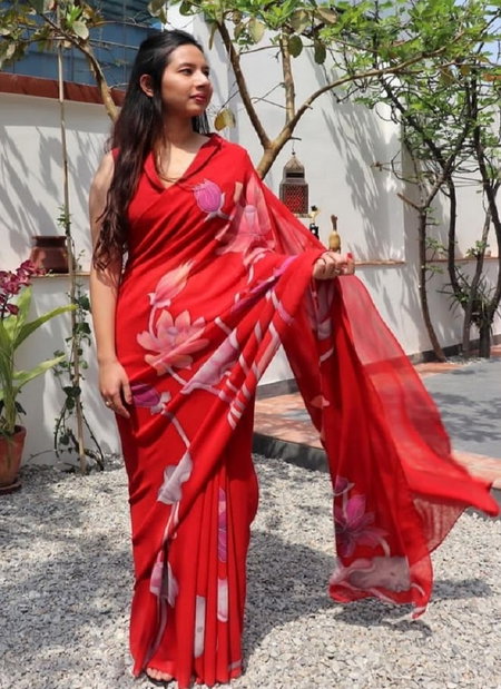 VK 4127 Printed Soft Georgette Sarees Wholesale Clothing Suppliers In India
