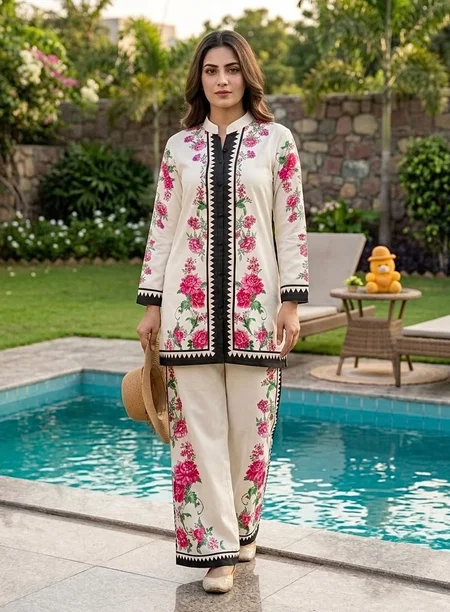 KF 503 Kalaai Rayon Slub Printed Kurti With Bottom

