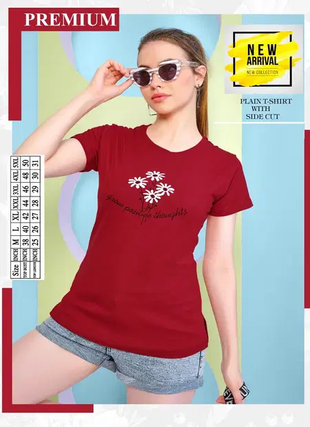 Vol At 0193 Daily Wear Hosiery Cotton Ladies T Shirt Wholesale Price In Surat