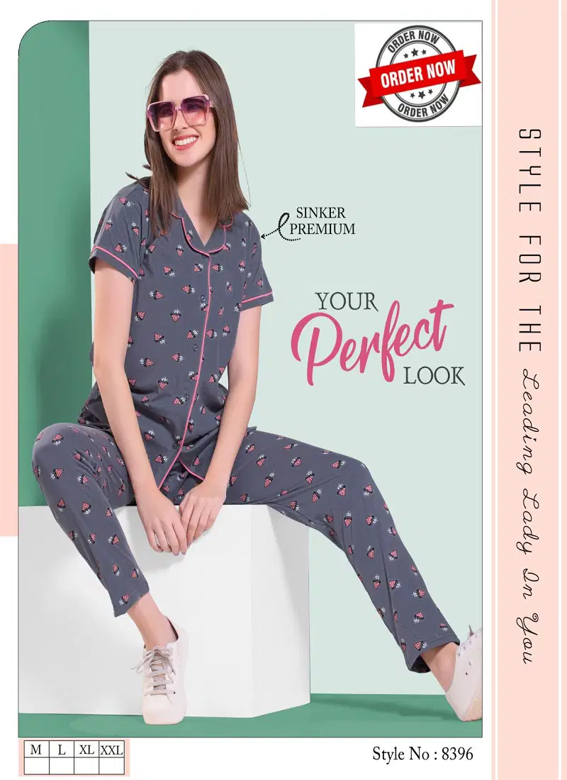 Vol Bb 584 Shinker Summer Special Collar Hosiery Cotton Night Suit Wholesale Online
