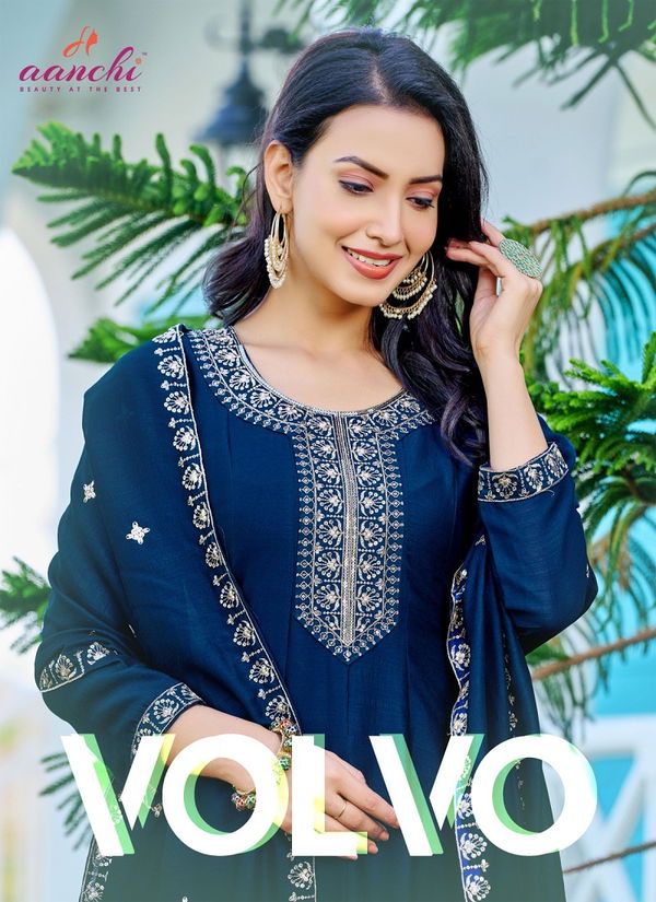 Volvo By Aanchi Vichitra Designer Anarkali Kurti With Bottom Dupatta Wholesale Shop In Surat