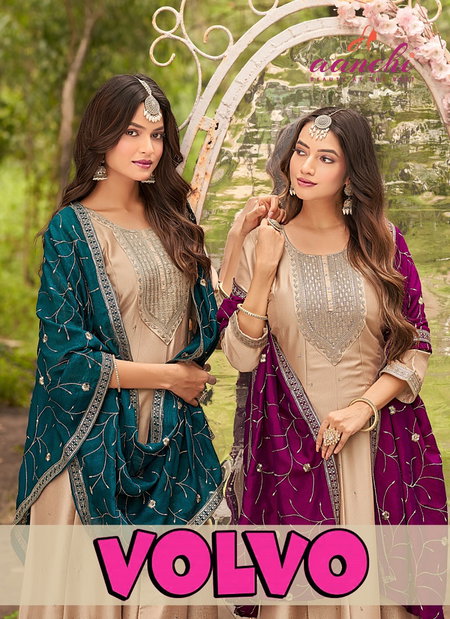 Volvo By Aanchi Vichitra Silk Kurti With Bottom Dupatta Wholesale Price In Surat