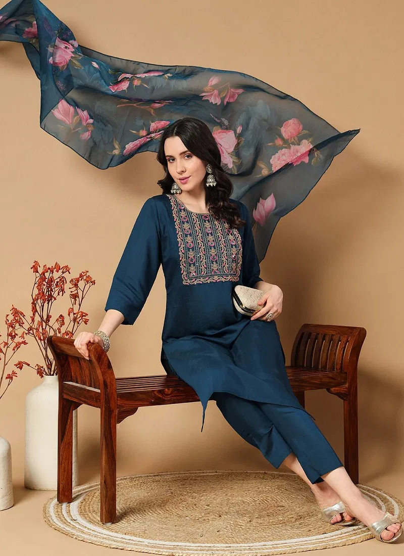 Vt Designer Roman Silk Kurti With Bottom Dupatta Suppliers In India Catalog